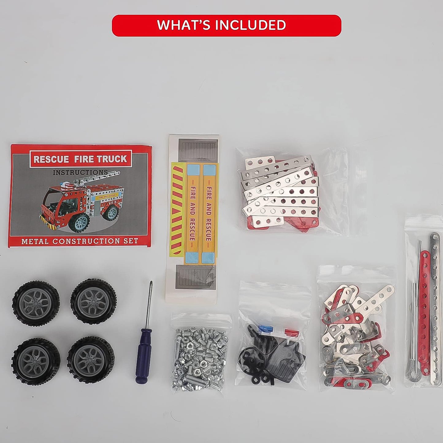 Metal Diy Fire Truck Building Blocks For Kids (Fire Truck 292pcs Of Truck Tool 1 Set)